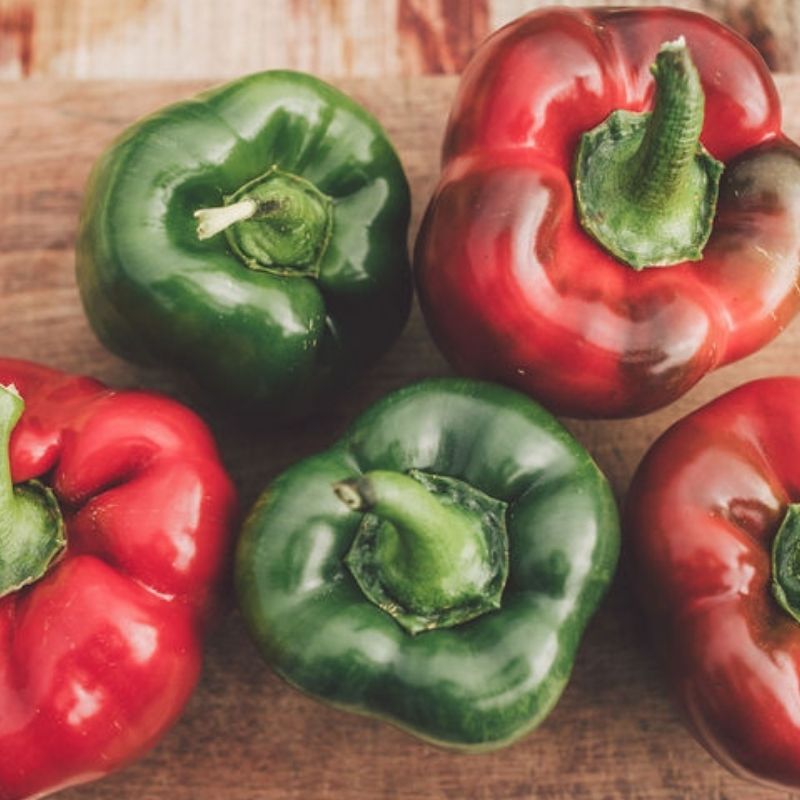 red and green crimson carillon peppers