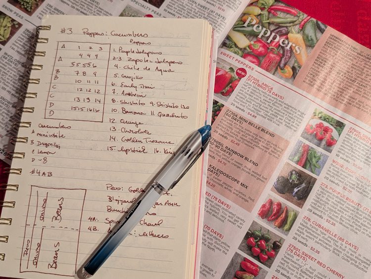 open seed catalog and garden planning journal