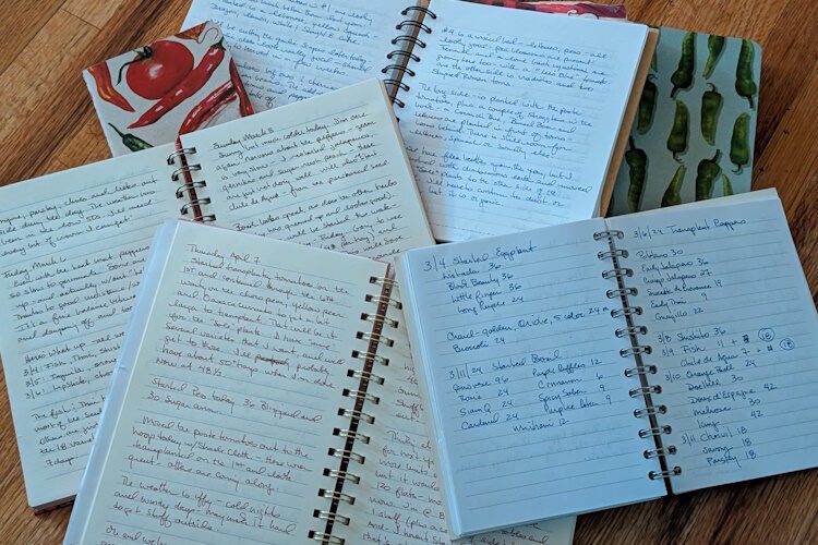 open journals on a table